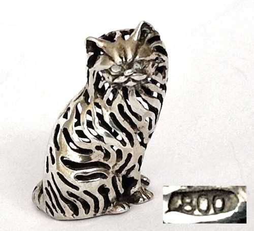 Zierfigur katze 800er - 800er, silber
